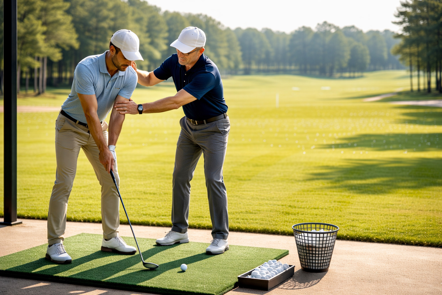 Golf coach working with a player